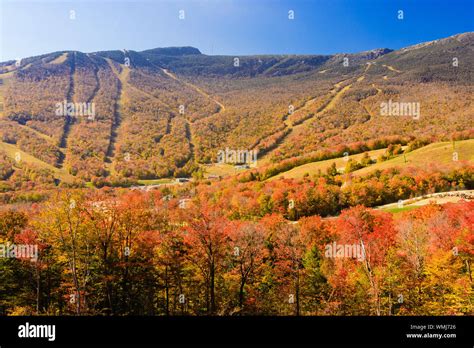 Stowe Mountain Resort ski trails during fall foliage season, Stowe ...