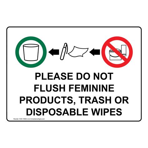 Do Not Flush Feminine Products Sign NHE-18562 Restroom Etiquette