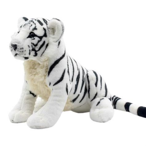 White Tiger Plush Toy Stuffed Animal Sitting 10 Inch - Orbisify.com