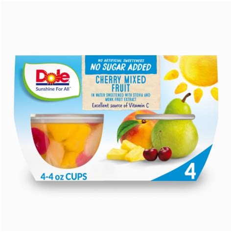 Dole® Fruit Bowls® Cherry Mixed Fruit With No Sugar Added Cups, 4 ct / 4 oz - Kroger