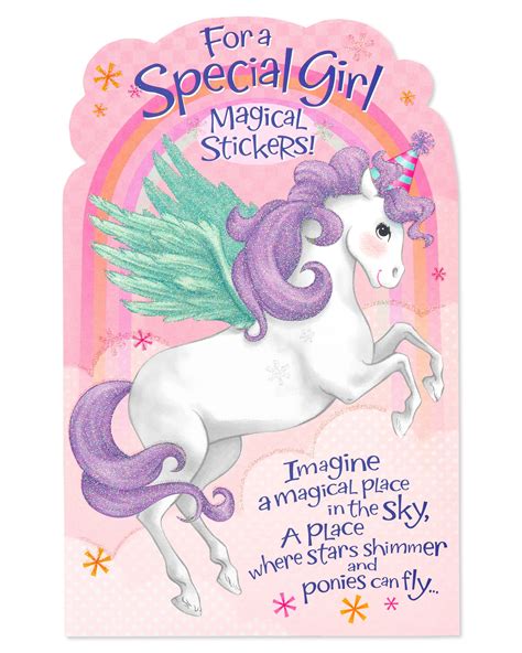 American Greetings Unicorn Birthday Card for Girl with Stickers - Walmart.com