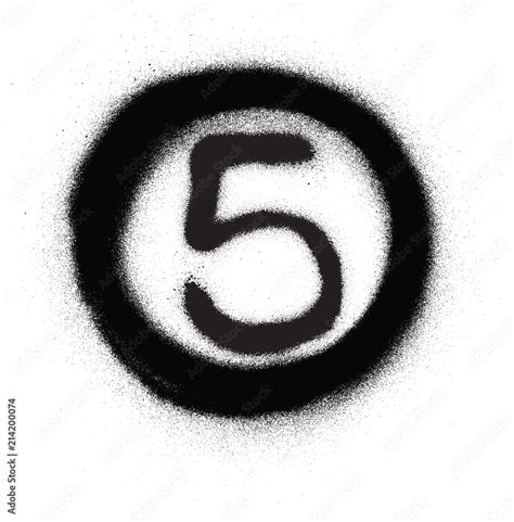 graffiti number five 5 in circle sprayed in black over white Stock Vector | Adobe Stock