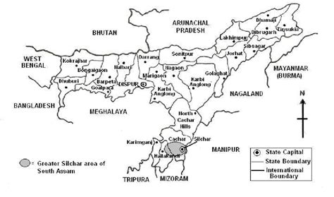 Map of Assam showing the location of Greater Silchar area | Download Scientific Diagram