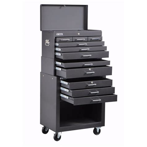 Harbor Freight Tool Box Cabinet Black Steel 11 Drawer Rolling 3 Piece ...
