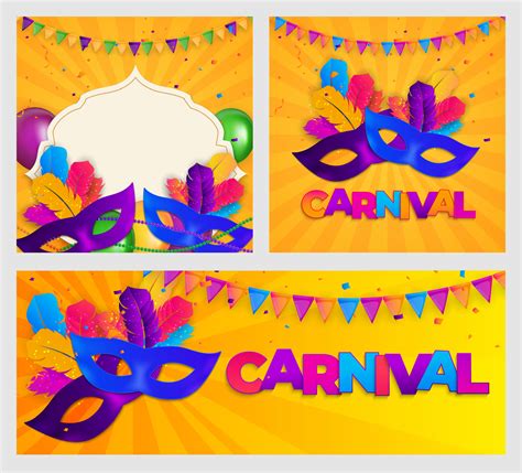 Carnaval Background set.Traditional mask with feathers and confetti for ...