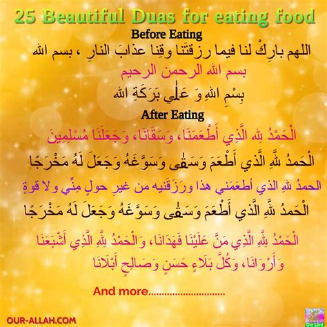 25 Beautiful duas before eating and after eating - Ya Allah