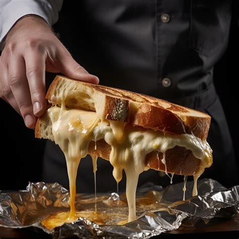 Premium AI Image | A chef's hand delivering a melted cheese sandwich Image 4 1073026129461514300