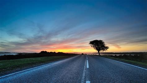 Download Landscape Sunset Man Made Road HD Wallpaper