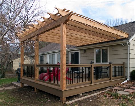 Boothe - Cedar Pergola over composite deck - Traditional - Deck - Kansas City - by All Weather Decks