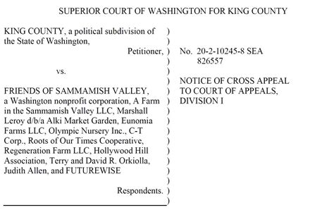 KC Notice of Cross Appeal May 27, 2021 — Friends of Sammamish Valley