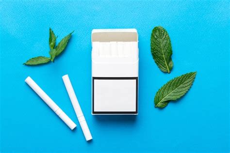 Premium Photo | Pack of menthol cigarettes and fresh mint on colored ...