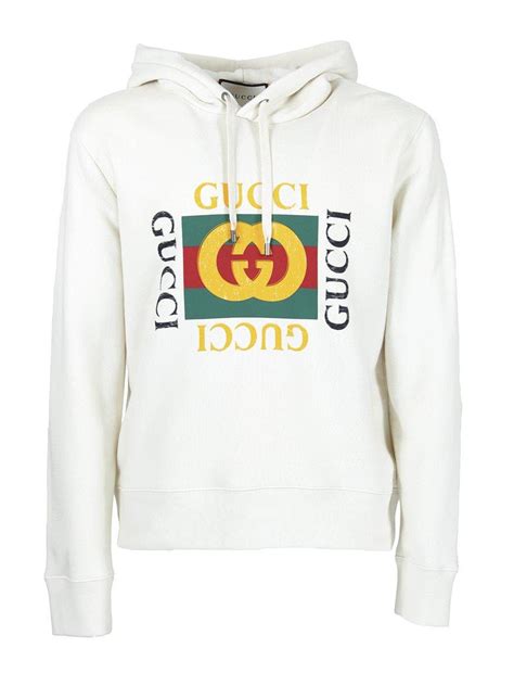 Gucci Cotton Classic Hoodie With Vintage Logo in White for Men - Lyst