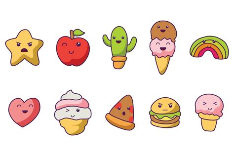 Cute Kawaii Icon Illustration Character Cartoon Vector Face Design background food japanese ...