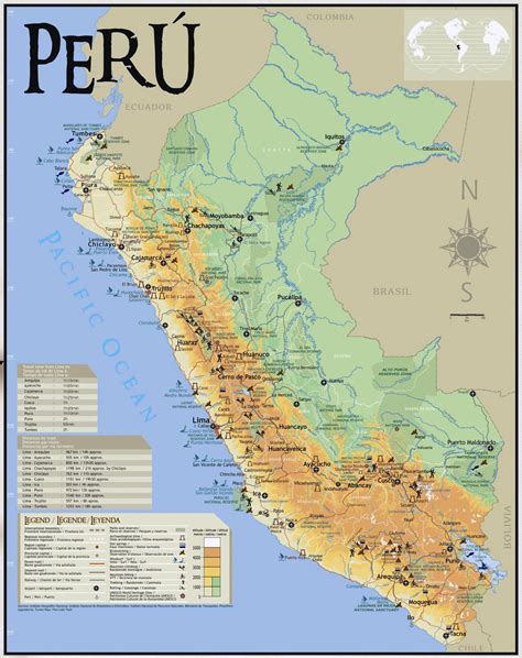 Peru tourist map - Peru tourist attractions map (South America - Americas)