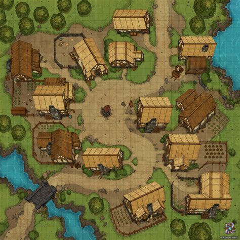 Roadside Village Battle Map 35x35 : r/Roll20