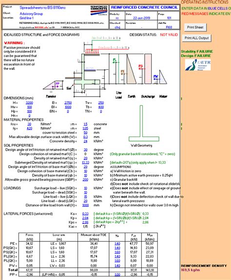 Retaining Wall Design Spreadsheet