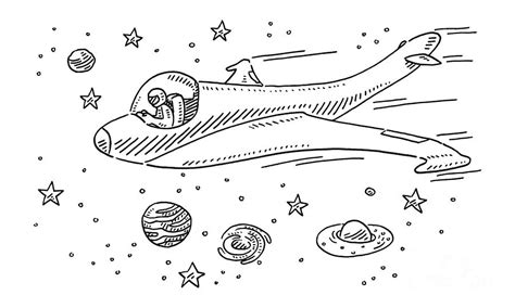 Cartoon Spaceship Travel Drawing Drawing by Frank Ramspott | Fine Art ...