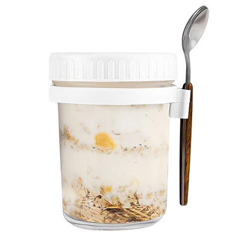 Adifare 10oz Overnight Oats Container With Lid and Spoon Portable Overnight Oatmeal Cup With ...