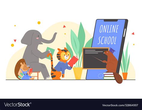 Animals in online school education Royalty Free Vector Image