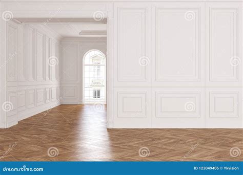 Empty Modern Classic White Interior Room. Stock Illustration ...