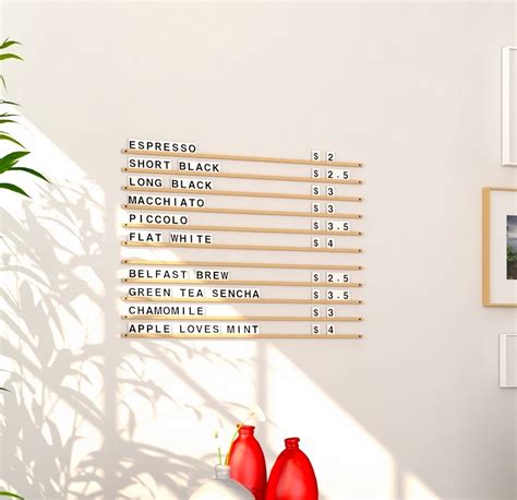 Cafe Menu Board, Wooden Wall Menu Board, Letter Tiles Display, Wall ...