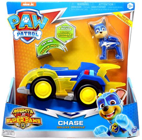 Paw Patrol Mighty Pups Super Paws Chase Vehicle Figure Spin Master - ToyWiz