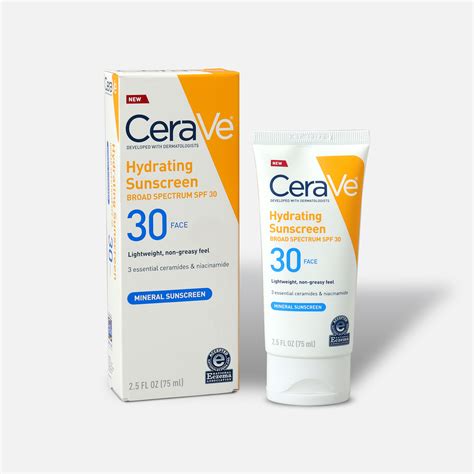 CeraVe Hydrating Mineral Face Sunscreen, 2.5 fl oz