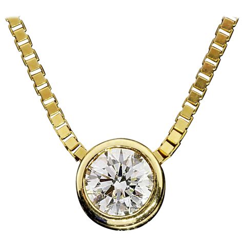 .50 Carat Round Diamond Gold Bezel Solitaire Pendant Necklace at 1stdibs