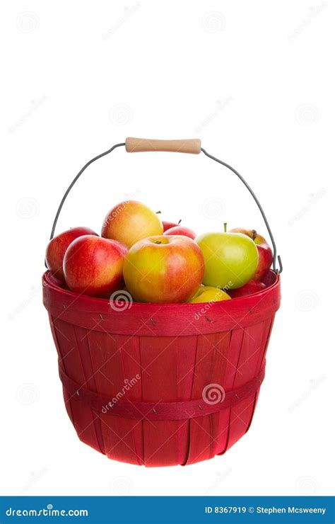 Red Wooden Basket Full of Apples Stock Image - Image of yellow, filled: 8367919