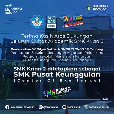 SMK Krian 2 Ditetapkan Sebagai SMK Pusat Keunggulan – SMK KRIAN 2 Sidoarjo