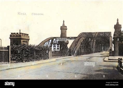 Bridges in Riesa, Elbe in Riesa, 1906, Landkreis Meißen, Riesa ...