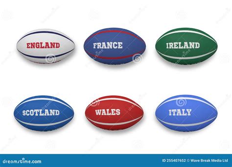 Six nations rugby balls stock illustration. Illustration of people ...