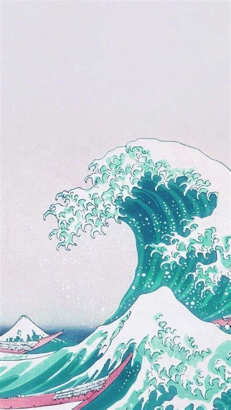 drawing of a tall, tidal wave, aesthetic iphone wallpaper | Iphone ...