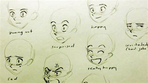 How to Draw a Manga Face: 7 Expressions - YouTube