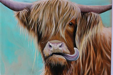 Highland Cow Oil Painting Scottish Wildlife - Etsy UK