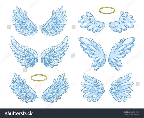 Collection Wide Spread Blue Angel Wings Stock Vector (Royalty Free) 1210501327 | Shutterstock