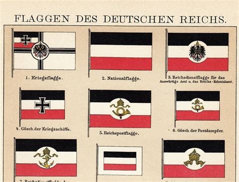 1908 Edwardian FLAGS print german flags by TwoCatsAntiquePrints