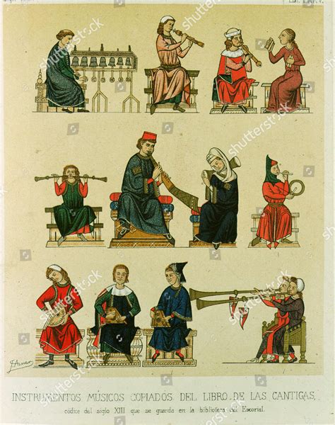 Medieval Musical Instruments Copied Book Songs Editorial Stock Photo - Stock Image | Shutterstock