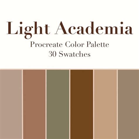 Light Academia Procreate Color Palette, 30 Swatches, Instant Download ...