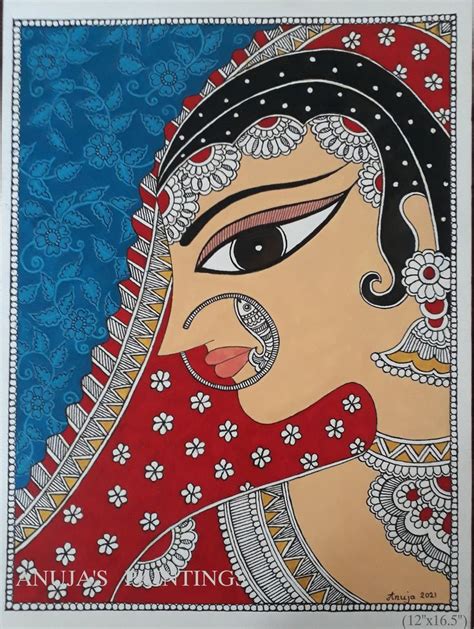 Buy Original Madhubani Painting madhubani Bride 100% Handpainted ...