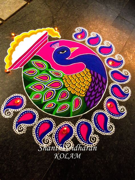 #pongal kolam#mandala#peacock#kolam#paisley#pink#blue#yellow#pongalpannai#pongal pot | Rangoli ...
