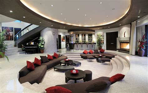 Bar with sunken lounge | Mansion living room, Sunken living room ...