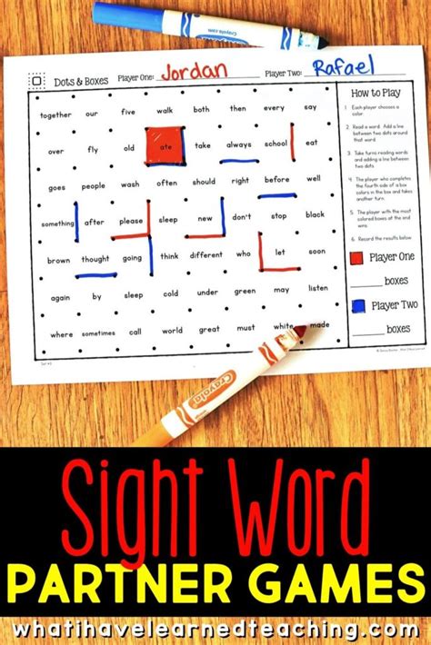 Sight Word Partner Games for High-Frequency Words Phonics Games ...