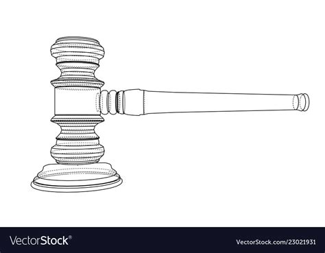 3d outline gavel rendering of Royalty Free Vector Image