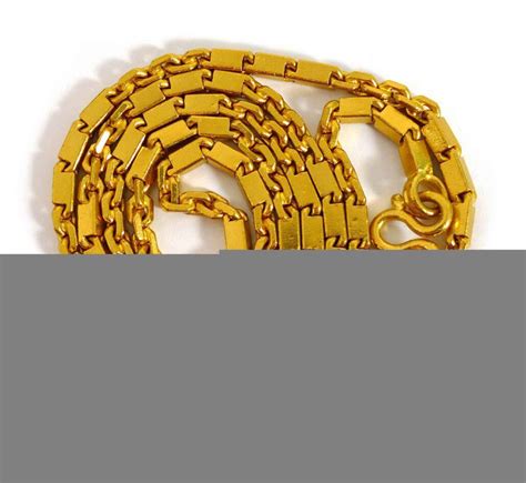 Men's Heavy Solid 24k Yellow Gold Bar Cable Unique Link Chain Necklace 37"