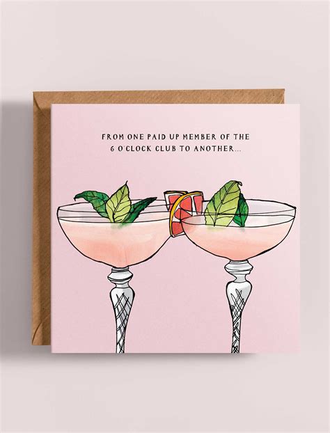 Birthday cocktails Greetings Card - Katie Cardew Illustrations