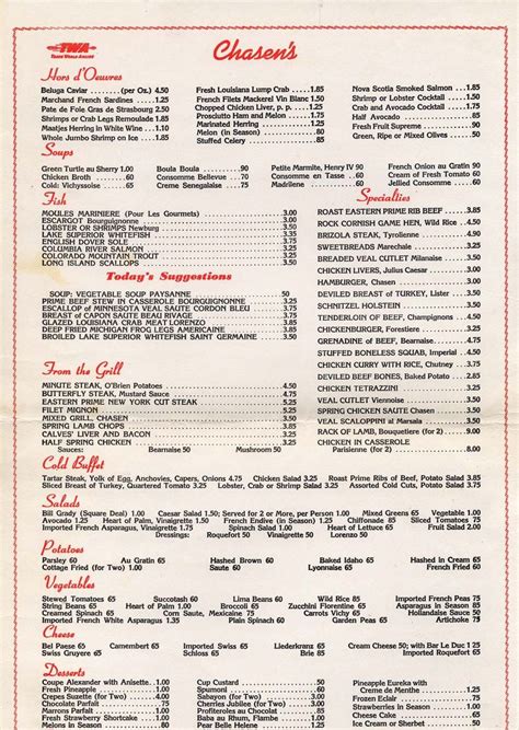 Chasen's Restaurant menu, Los Angeles, circa 1956. | Menu restaurant ...