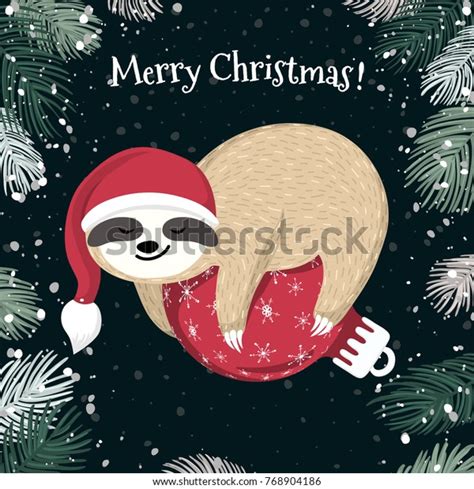 Cute Baby Sloth Sleeping On Red Stock Vector (Royalty Free) 768904186 ...