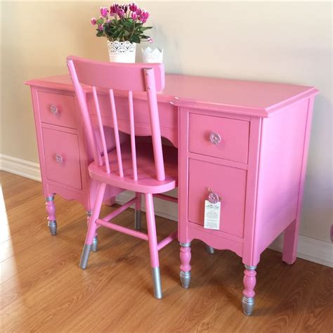 Pink start, "2017" first finished piece.💕 Custom order pink desk set💞 | Shabby furniture ...