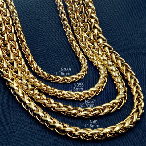 Mens 18K 18CT Gold Filled Weaved 50 60 70cm Chain Necklace gift jewelry-in Chain Necklaces from ...